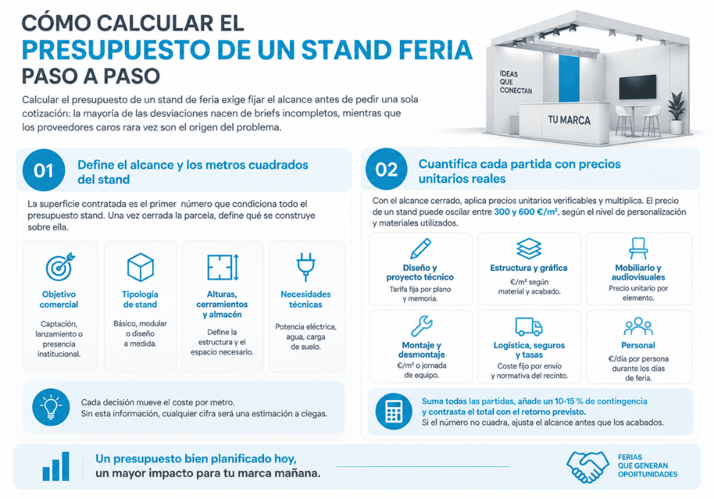Cómo calcular el presupuesto de un stand feria paso a paso